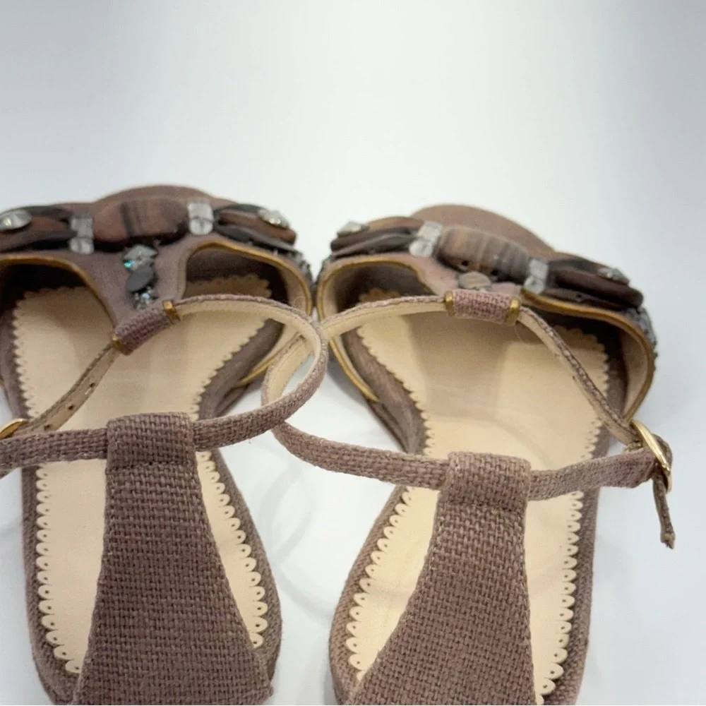Oscar de la Renta Embellished T Strap Sandals Women EU 37 Made in Italy